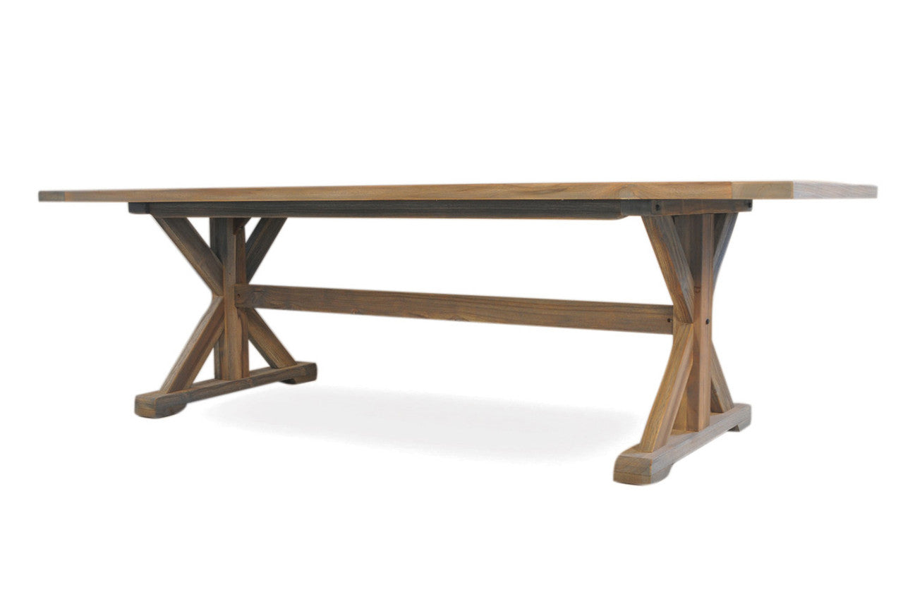 Lloyd Flanders Teak 99" Trestle Base Rectangular Dining Table