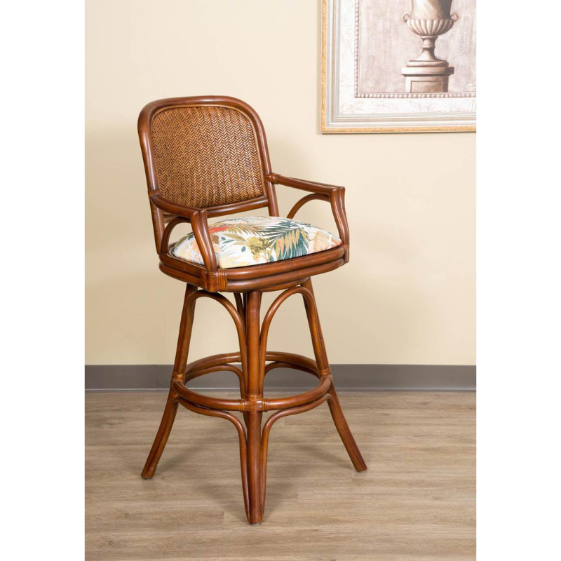 Alexander & Sheridan Cayman 30" Rattan Indoor Bar Stool With Arms