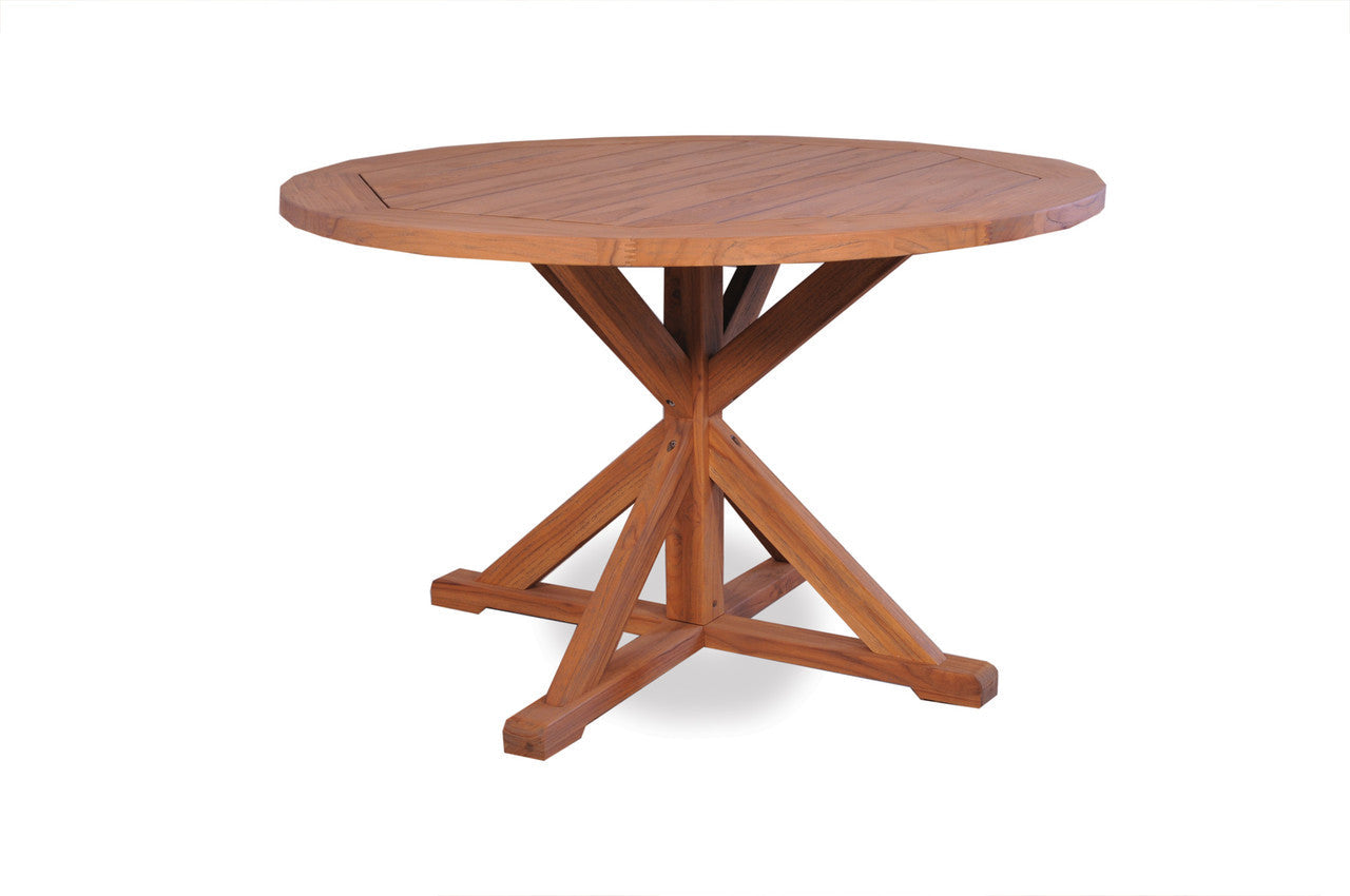 Lloyd Flanders Teak 48" Round Cross Base Dining Table