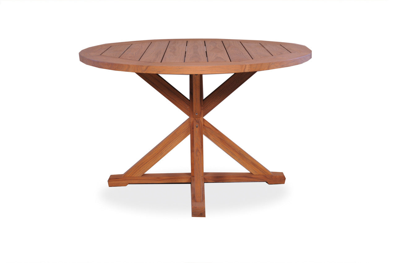 Lloyd Flanders Teak 48" Round Cross Base Dining Table