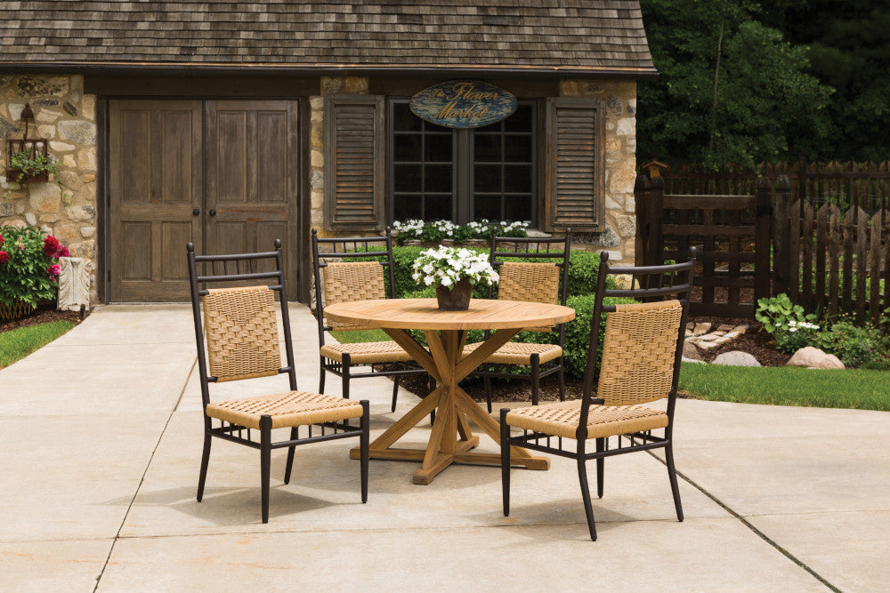 Lloyd Flanders Teak 48" Round Cross Base Dining Table