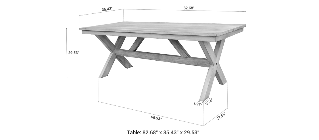Outsy Santino Dining Table dimensions