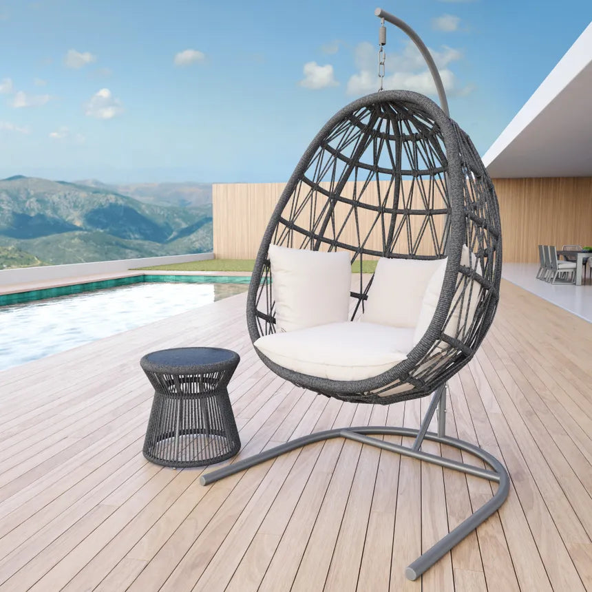 Sunset West Milano Aluminum Outdoor End Table w/ Honed Absolute Granite