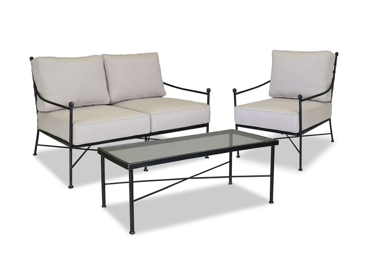 Wrought iron deals lounge set