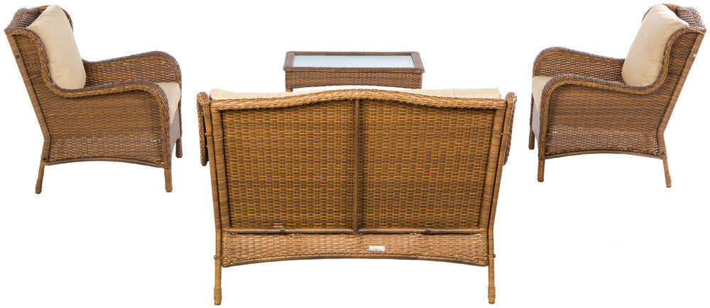 Alfresco Home Gibson 4 Piece Wicker Conversation Set