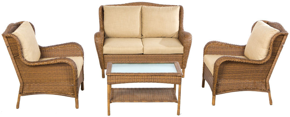 Alfresco Home Gibson 4 Piece Wicker Conversation Set