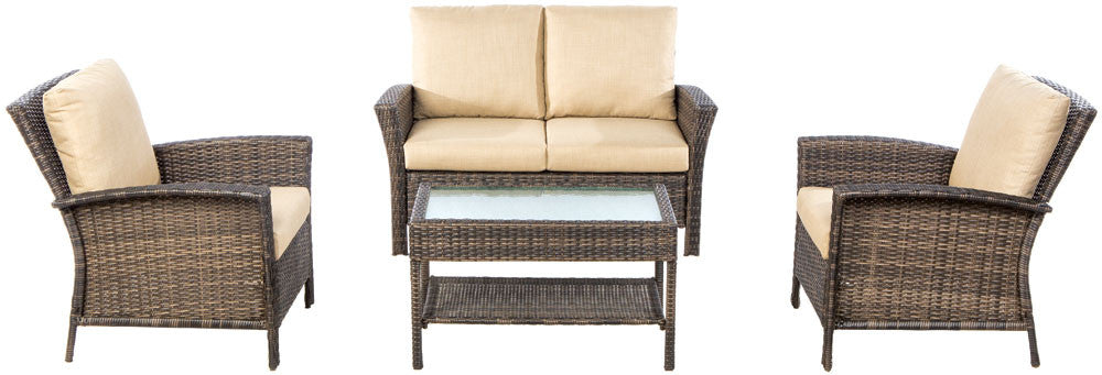 Alfresco Home Stanton 4 Piece Wicker Conversation Set