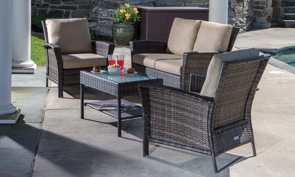 Alfresco Home Stanton 4 Piece Wicker Conversation Set