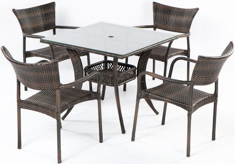 Alfresco Home Tutto 5 Piece 36" Square Wicker Dining Set