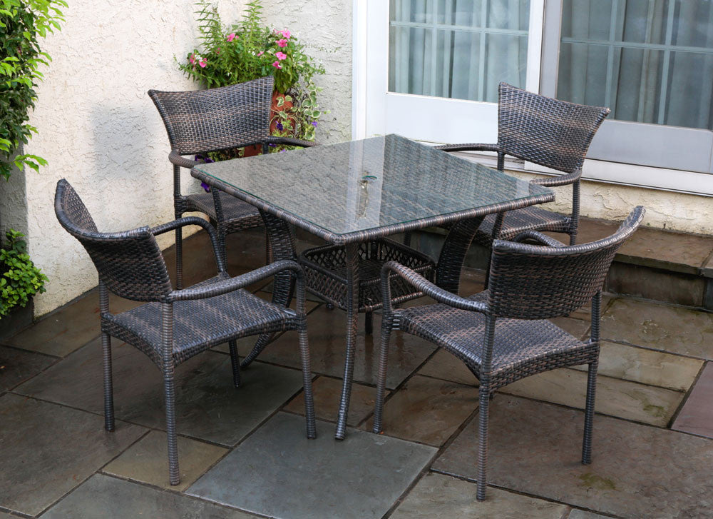 Alfresco Home Tutto 5 Piece 36" Square Wicker Dining Set