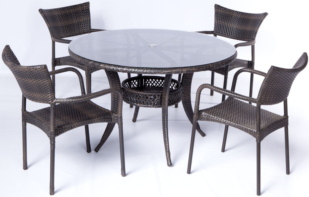 Alfresco Home Tutto 5 Piece 48" Round Wicker Dining Set