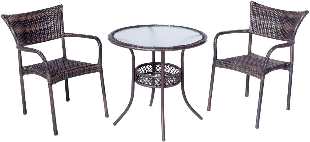 Alfresco Home Tutto 3 Piece 30" Round Wicker Bistro Set