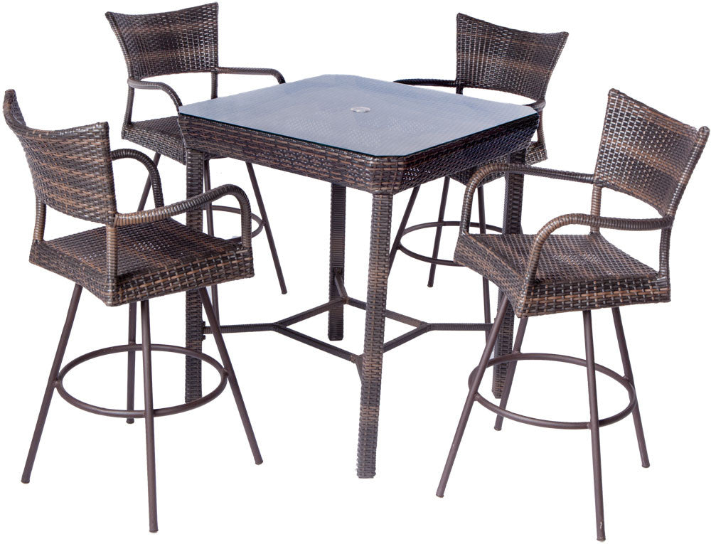 Alfresco Home Tutto 5 Piece  36" Square Bar Height Wicker Dining Set