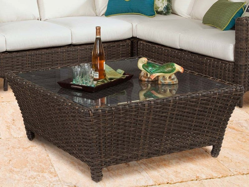 South Sea Rattan Panama Square Wicker Chat Table