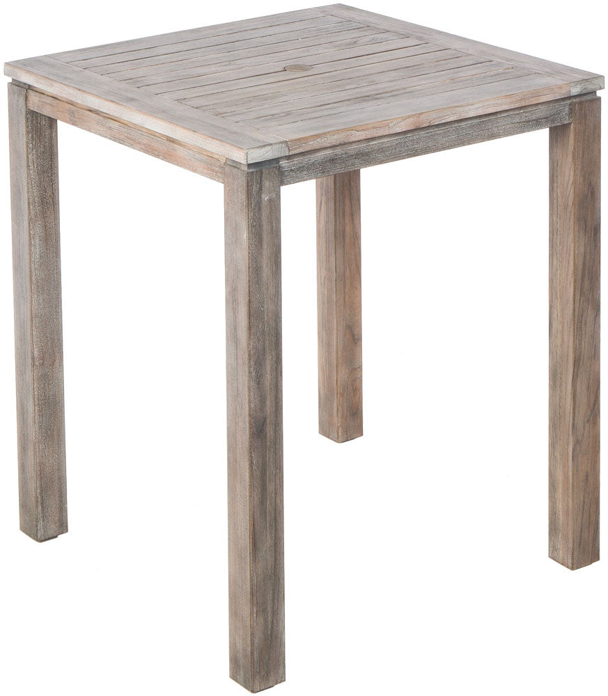 Alfresco Home Malvern 36" Square Wood Bar Table with Umbrella Hole