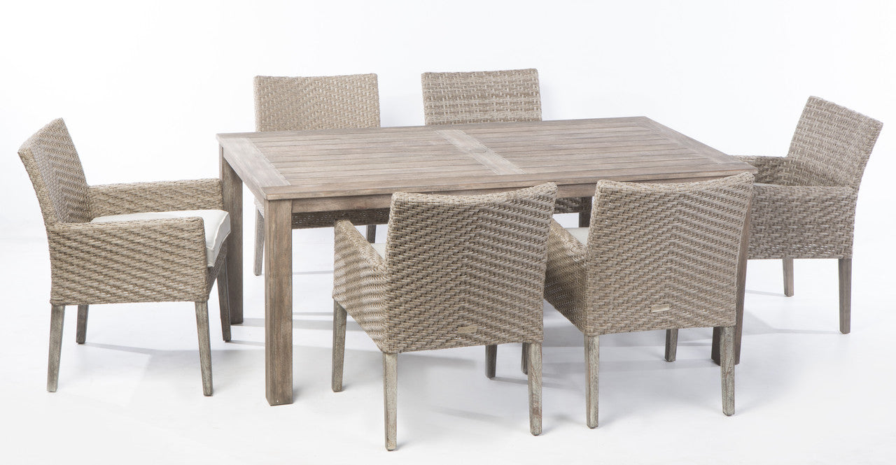 Alfresco Home Cornwall 7 Piece 71" Rectangle Woven Wood Dining Set