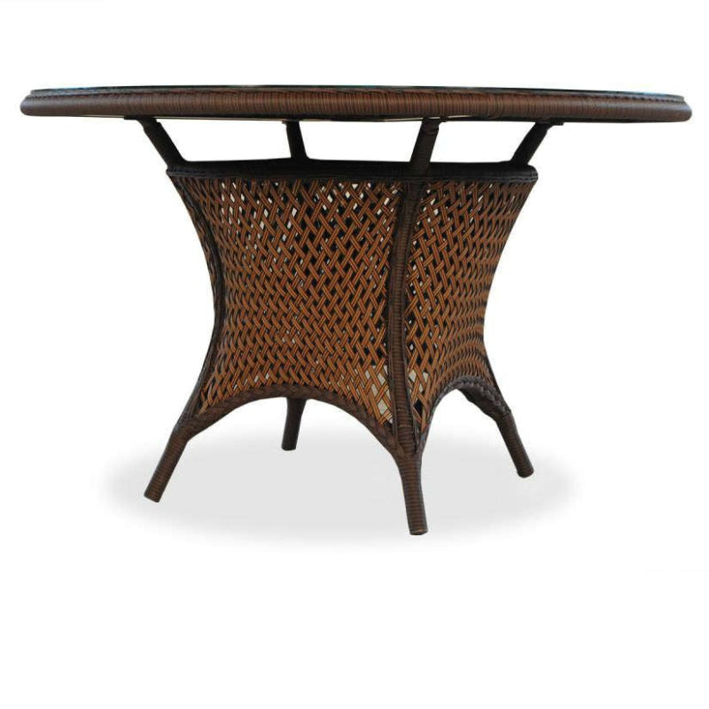 Lloyd Flanders Grand Traverse 48" Round Wicker Umbrella Dining Table With Lay On Glass
