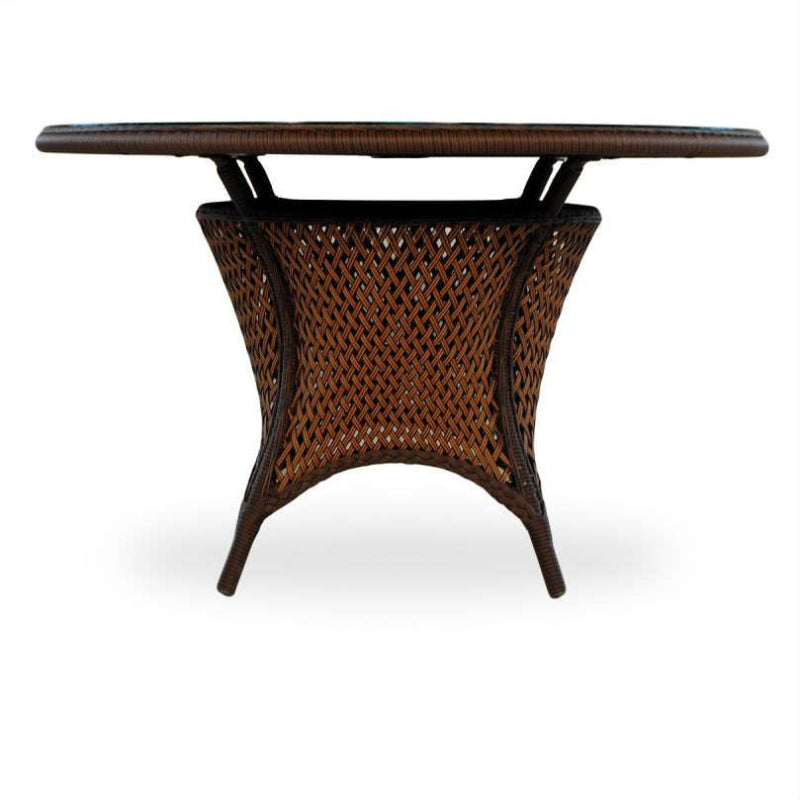 Lloyd Flanders Grand Traverse 48" Round Wicker Umbrella Dining Table With Lay On Glass