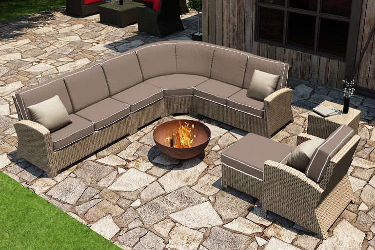 Forever Patio Barbados Wicker 7 Piece 90 Degree Sectional Set