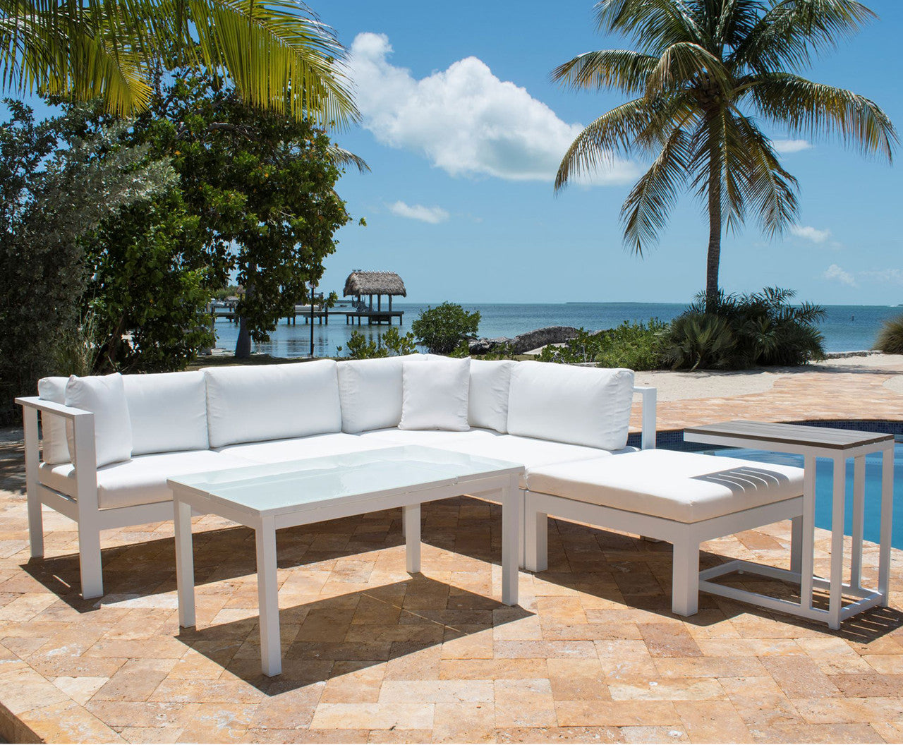 Panama Jack Sandcastle White 5 PC Sectional Set