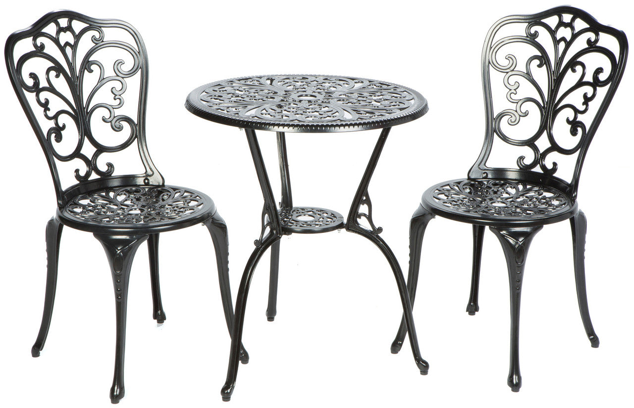 Alfresco Home Triora Cast Aluminum Bistro Set - Blacksmith Finish