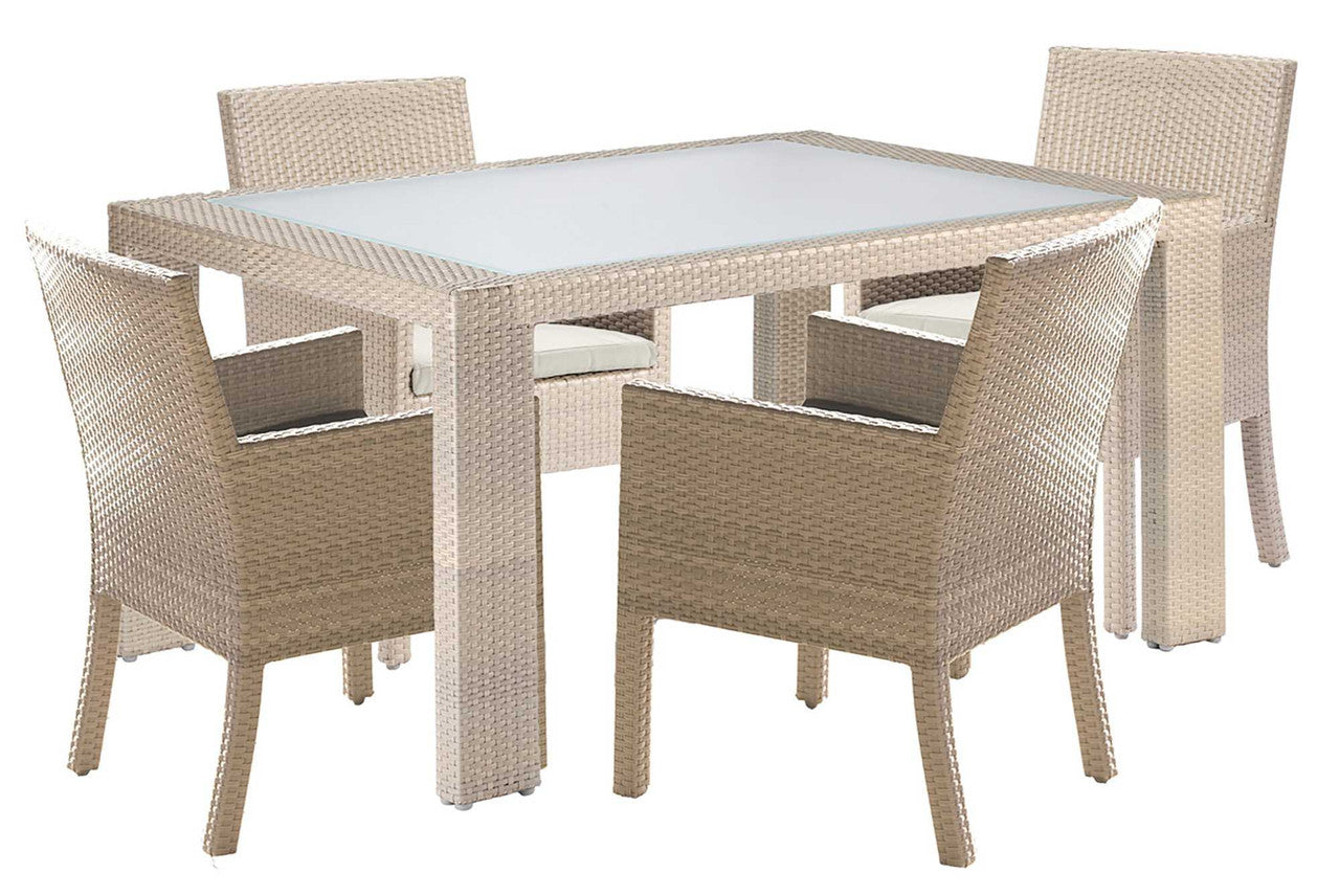 Hospitality Rattan Rubix 5 PC Arm Chair Dining Set with Cushions