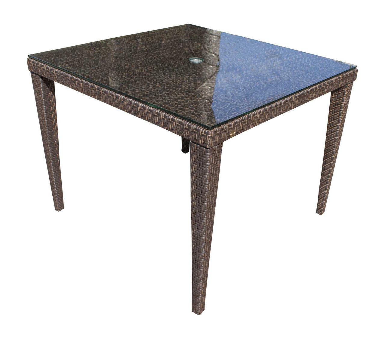 Hospitality Rattan Soho Patio Woven Square 40" Dining Table with Glass