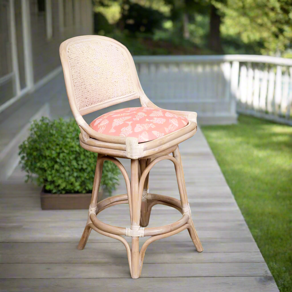 Alexander & Sheridan Cayman 24" Rattan Indoor Armless Bar Stool