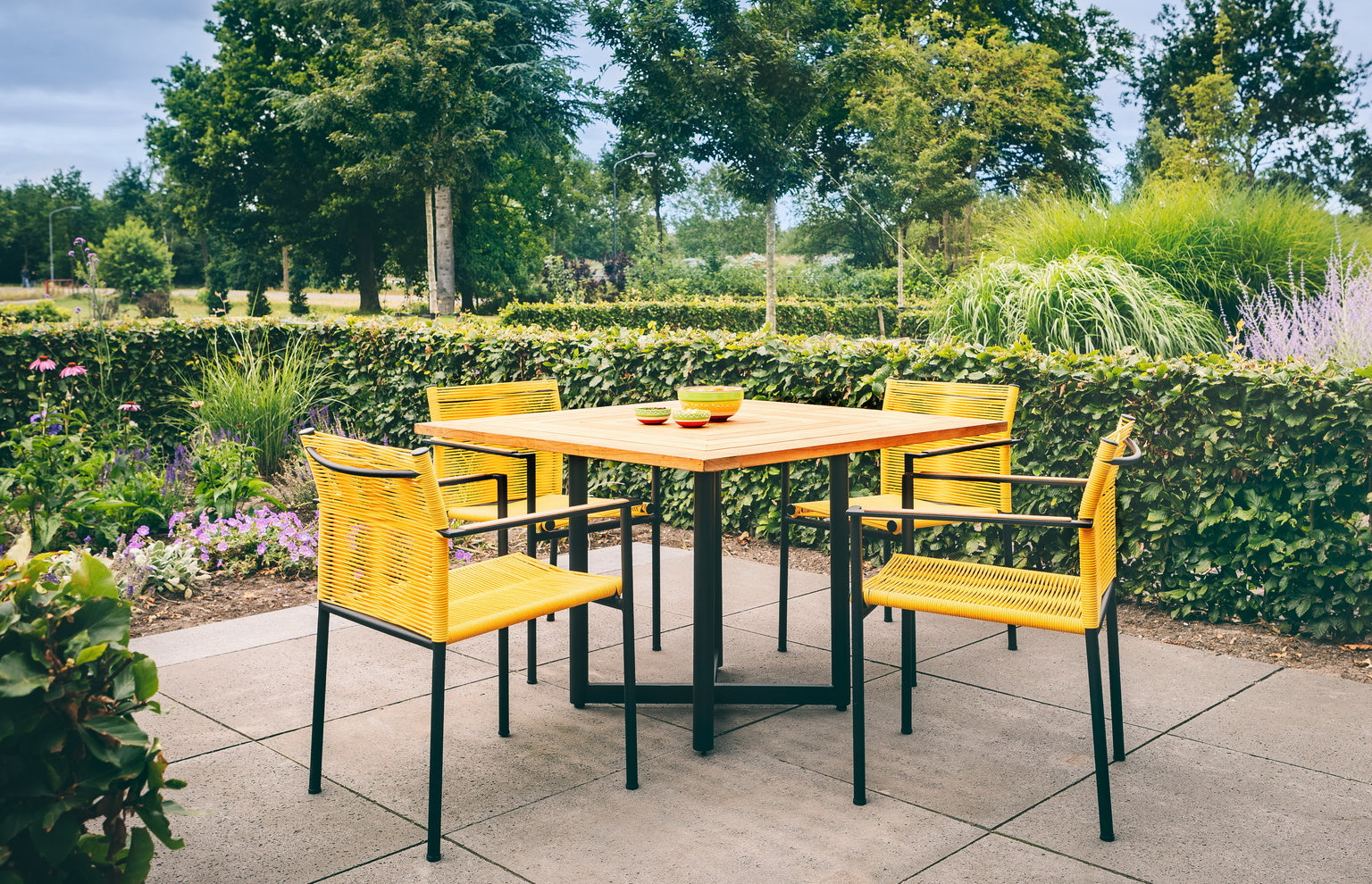 Alfresco Home Jakarta 43" Square Teak With Umbrella Hole Dining Table