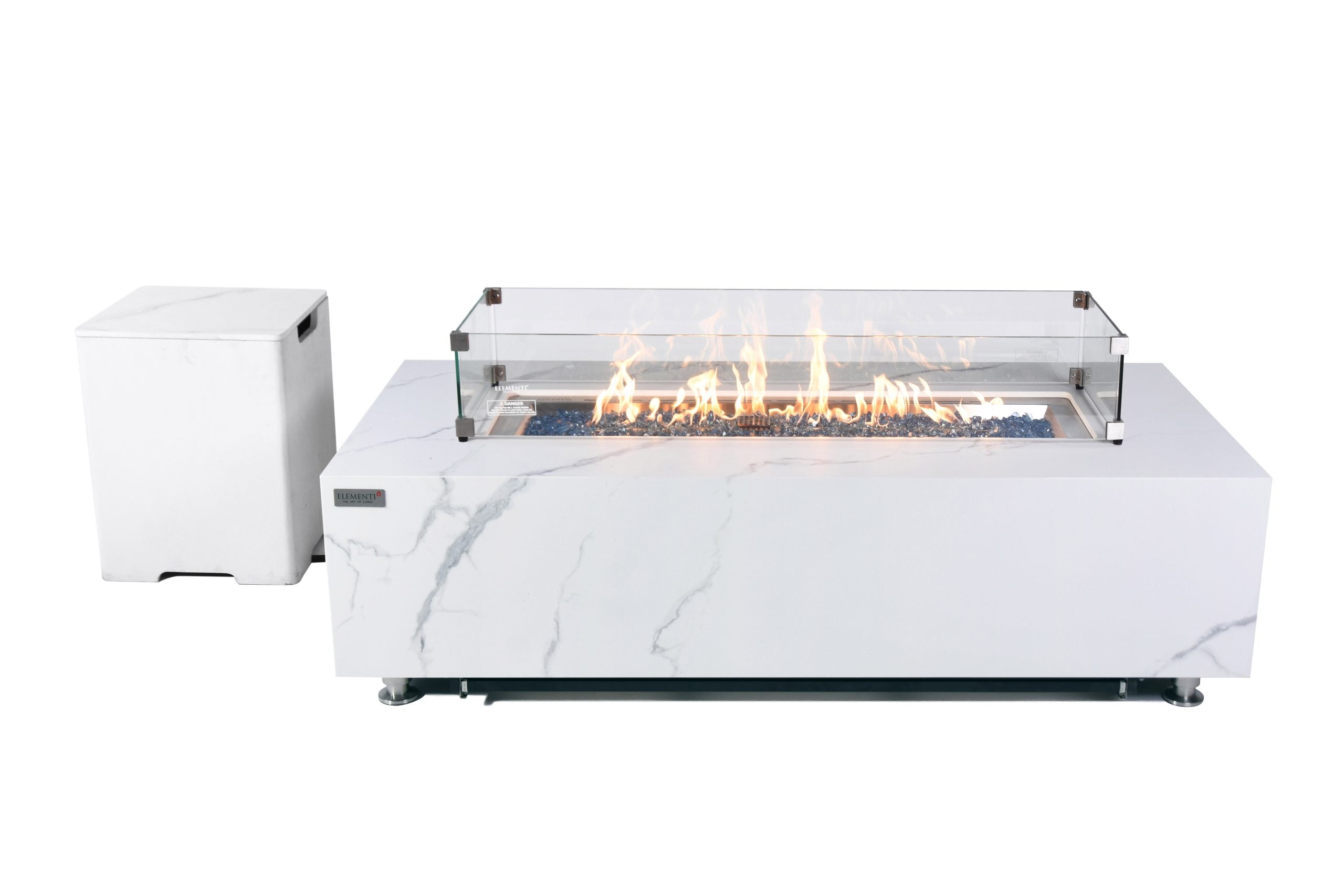 Elementi Plus Carrara Marble Porcelain Fire Table