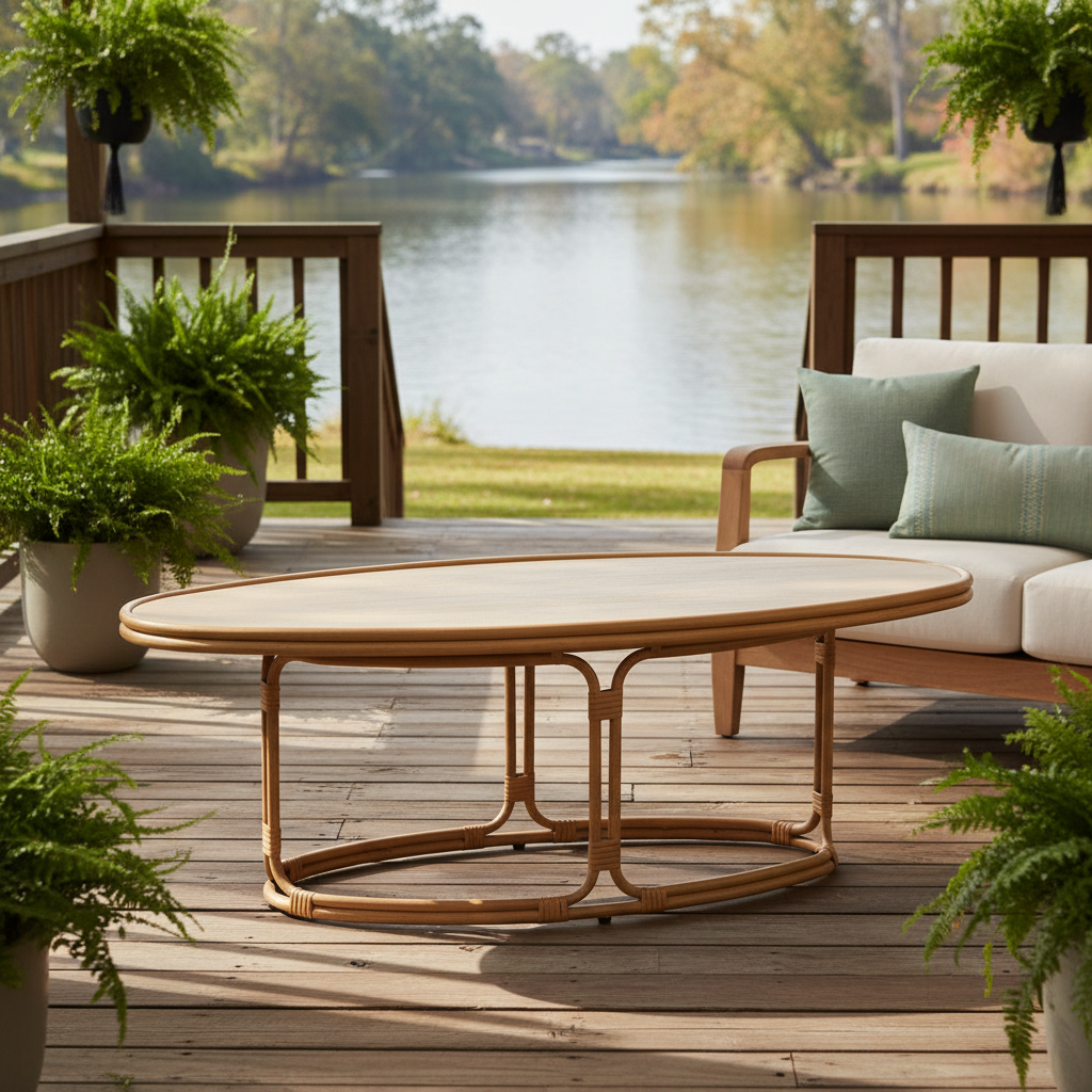 Lloyd Flanders Riviera 50" Oval Cocktail Table