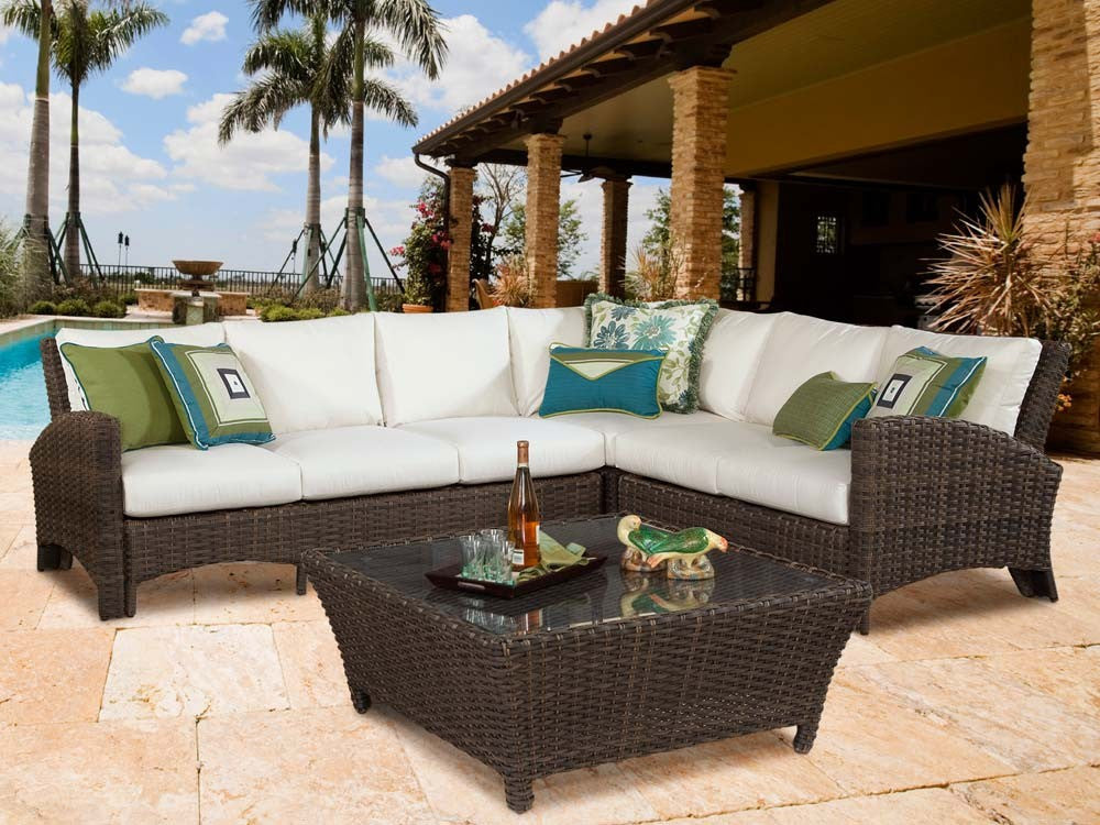 South Sea Rattan Panama Resin Wicker Sectional Set