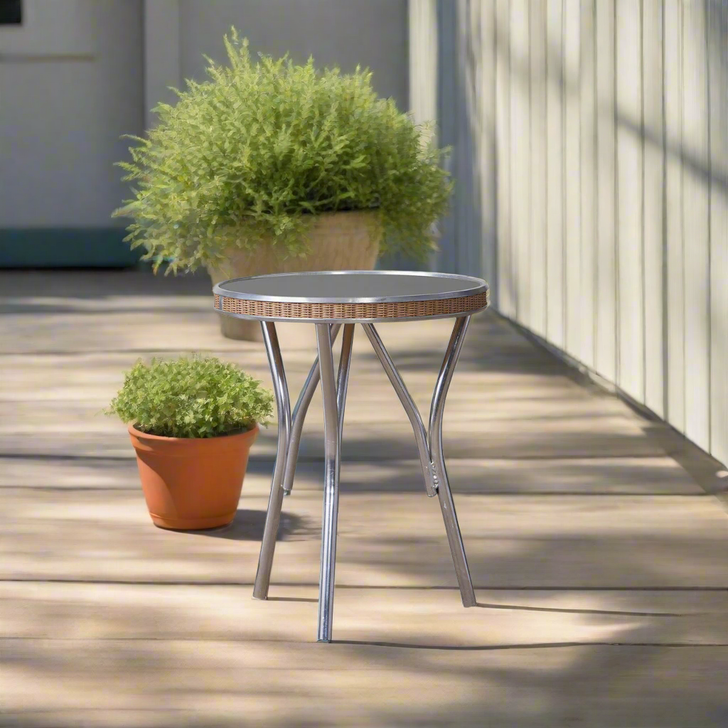 Lloyd Flanders All Seasons 19" Round End Table with Charcoal Glass