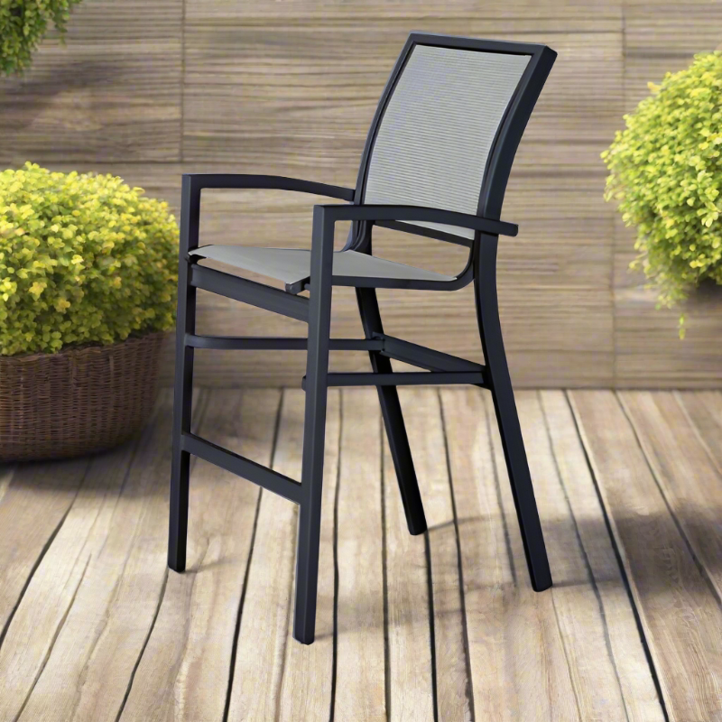 Telescope Casual Kendall Sling Aluminum Outdoor Stacking Balcony Height Café Chair
