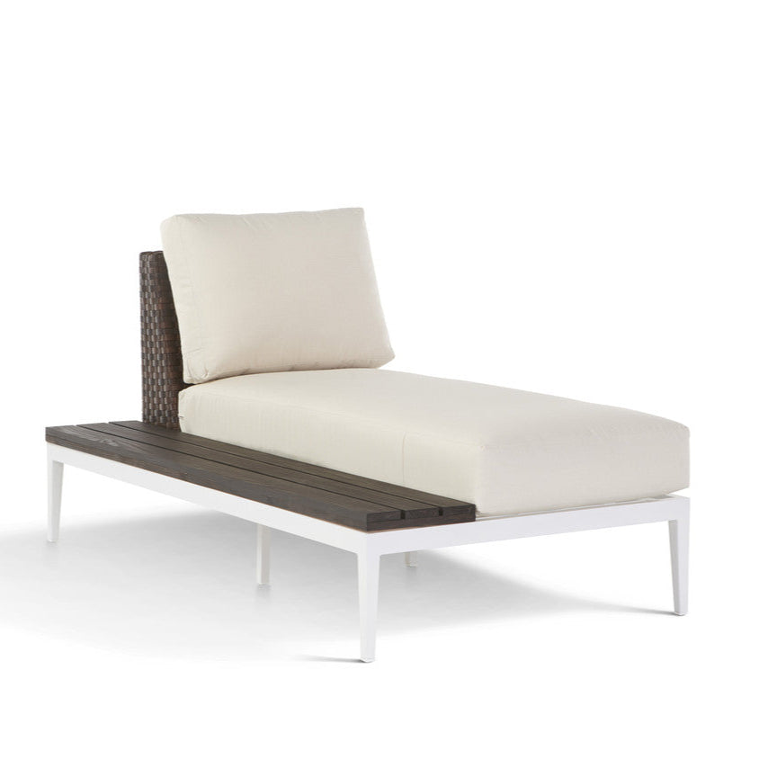 South Sea Rattan Stevie Wicker Chaise Lounge With Left Side Facing Table