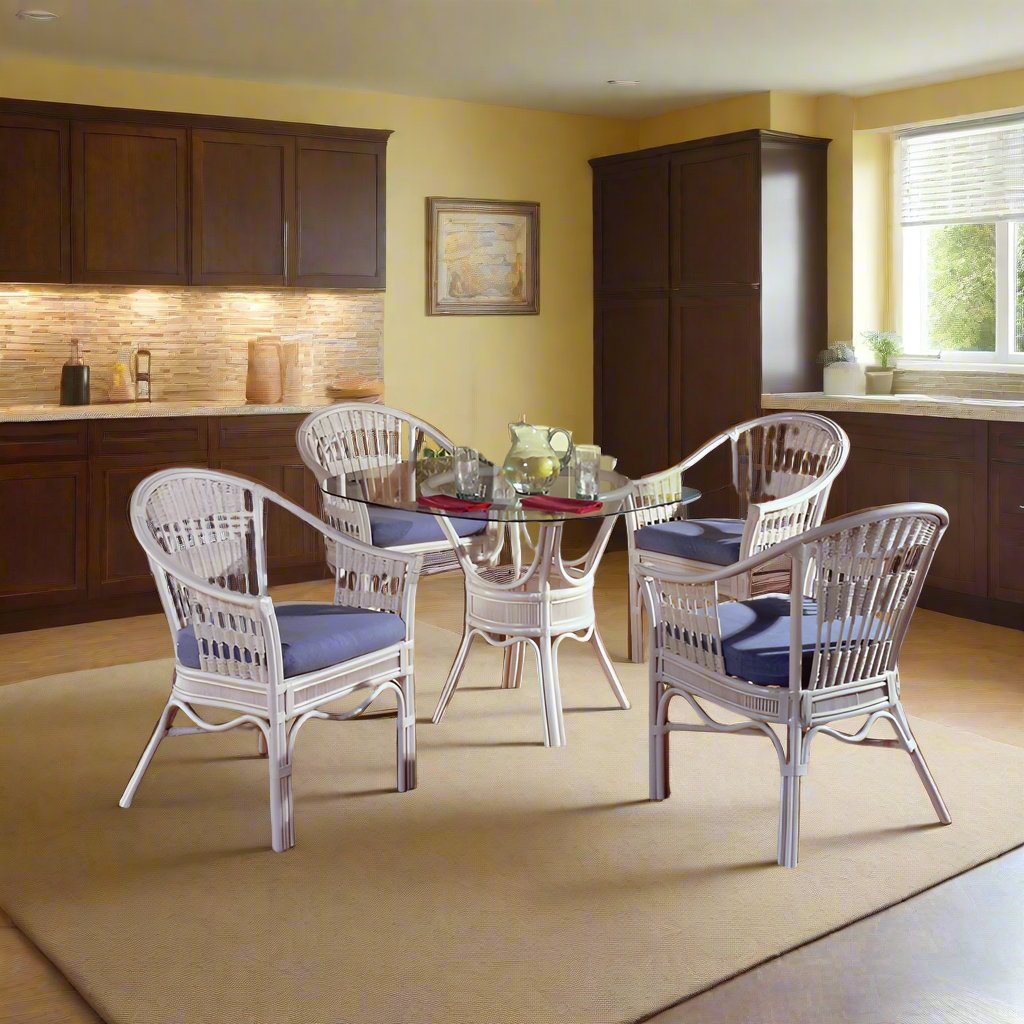 South Sea Rattan Bermuda Indoor Dining Room Set With Captains Chairs