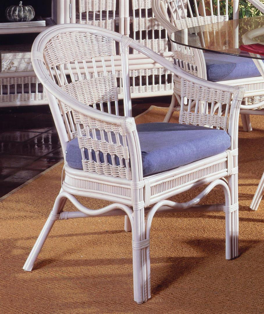 South Sea Rattan Bermuda Indoor Dining Room Set With Captains Chairs