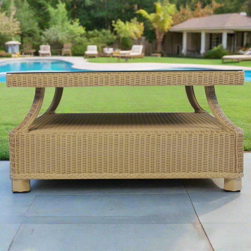 Lloyd Flanders Hamptons 37" Square Wicker Cocktail Table