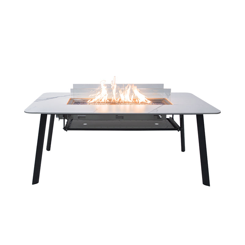 Elementi Plus Oslo Marble Porcelain Dining Fire Pit Table