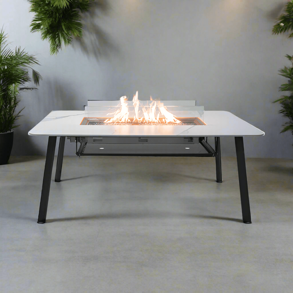 Elementi Plus Oslo Marble Porcelain Dining Fire Pit Table