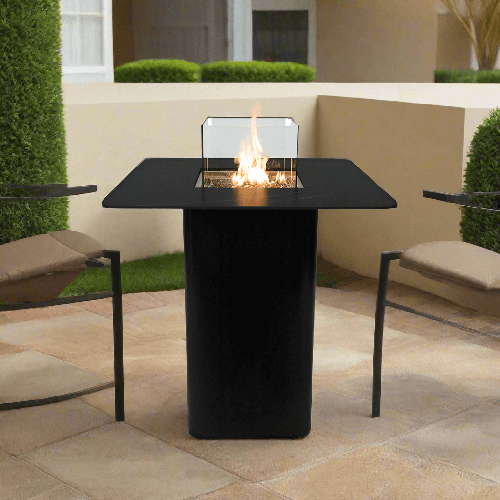 Elementi Plus Koln Marble Porcelain Bar Fire Pit Table