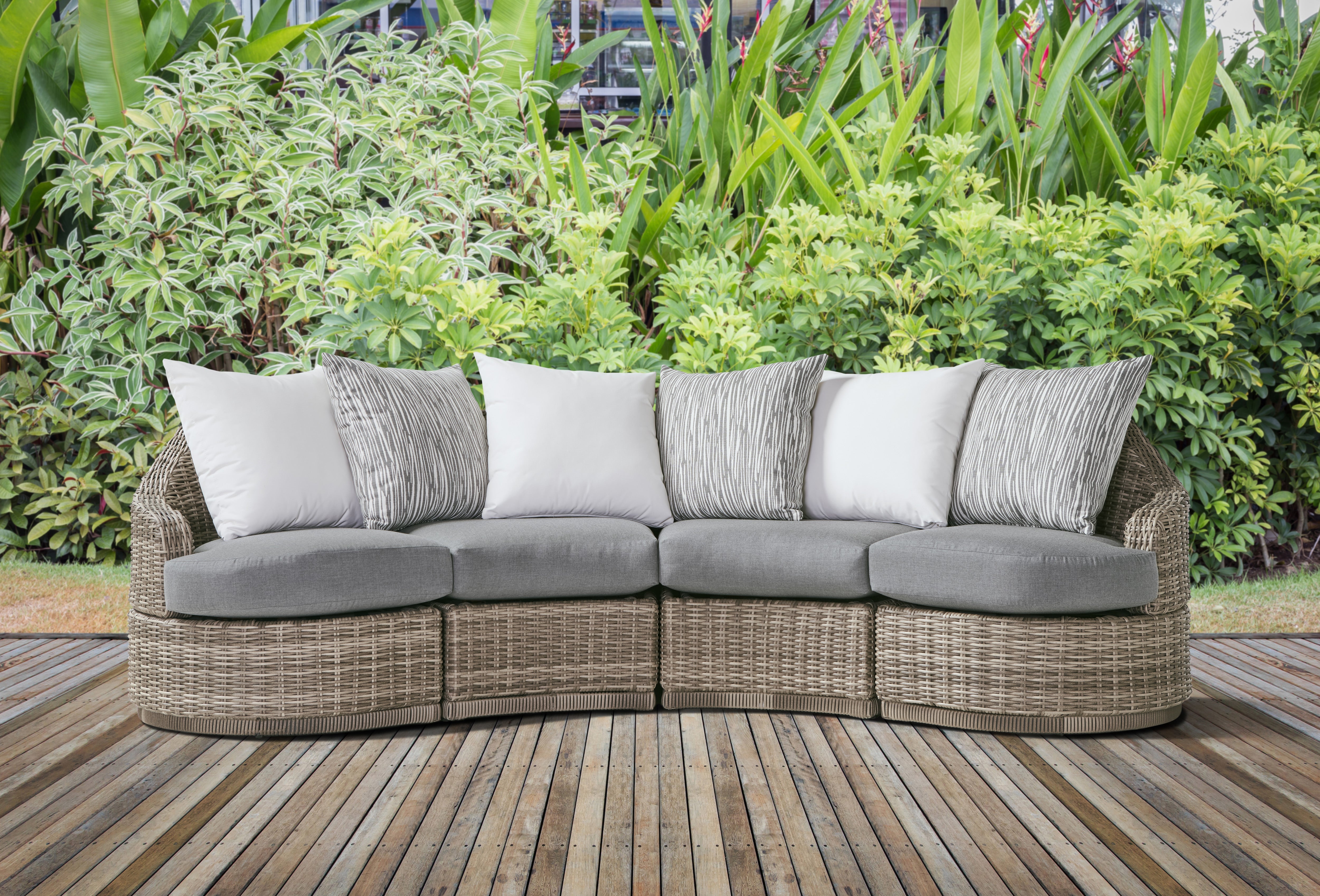 South Sea Rattan Luna Cove Wicker Sectional 4 Piece Lounge Set