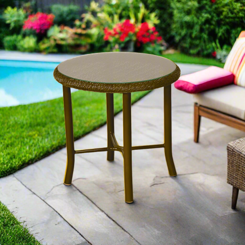 Lloyd Flanders Weekend Retreat 20" Round Wicker End Table