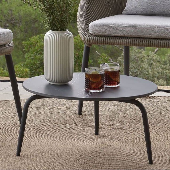 Skyline Rodona Side Table with Glass - Contemporary Outdoor Accent at ...