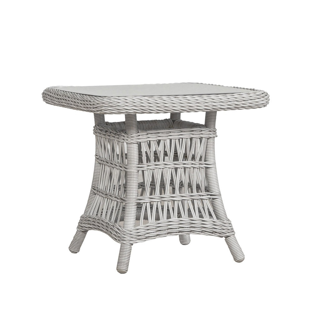Lloyd Flanders Mackinac 25" Square End Table With Woven Top And Glass
