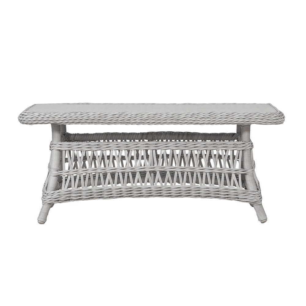 Lloyd Flanders Mackinac 44" Rectangle Cocktail Table With Woven Top And Glass