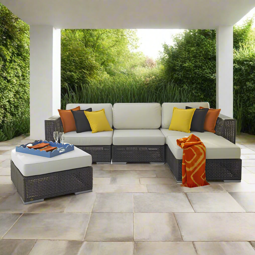 Hospitality Rattan Soho 5 PC Sectional Set Deep Seating Group