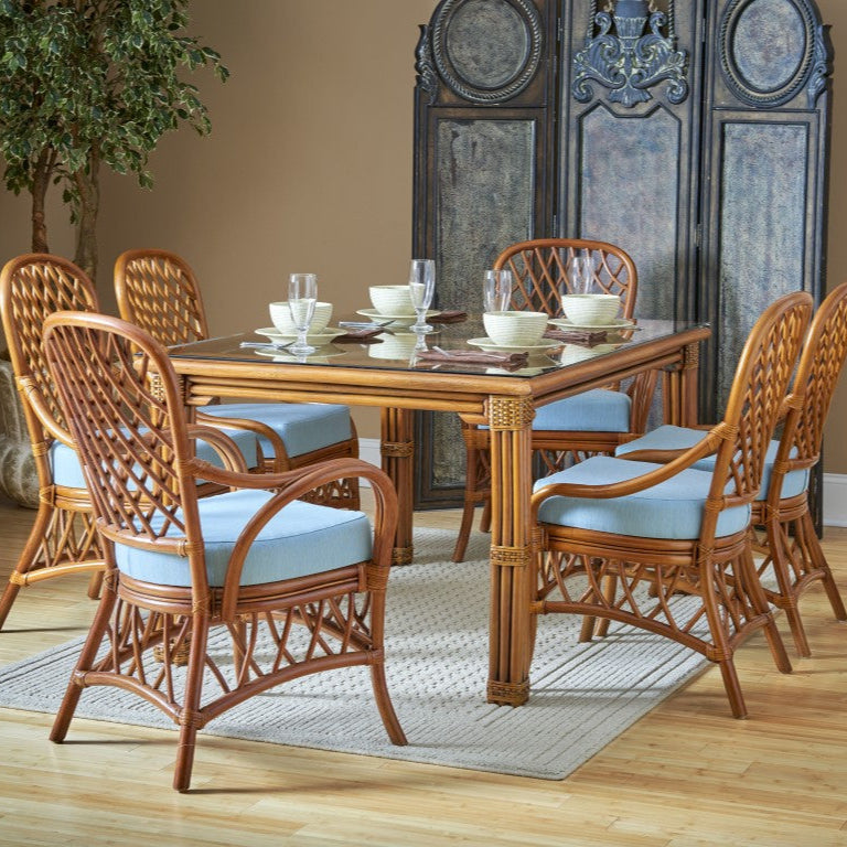 South Sea Rattan Antigua Rectanglar Dining Table (Glass Included)