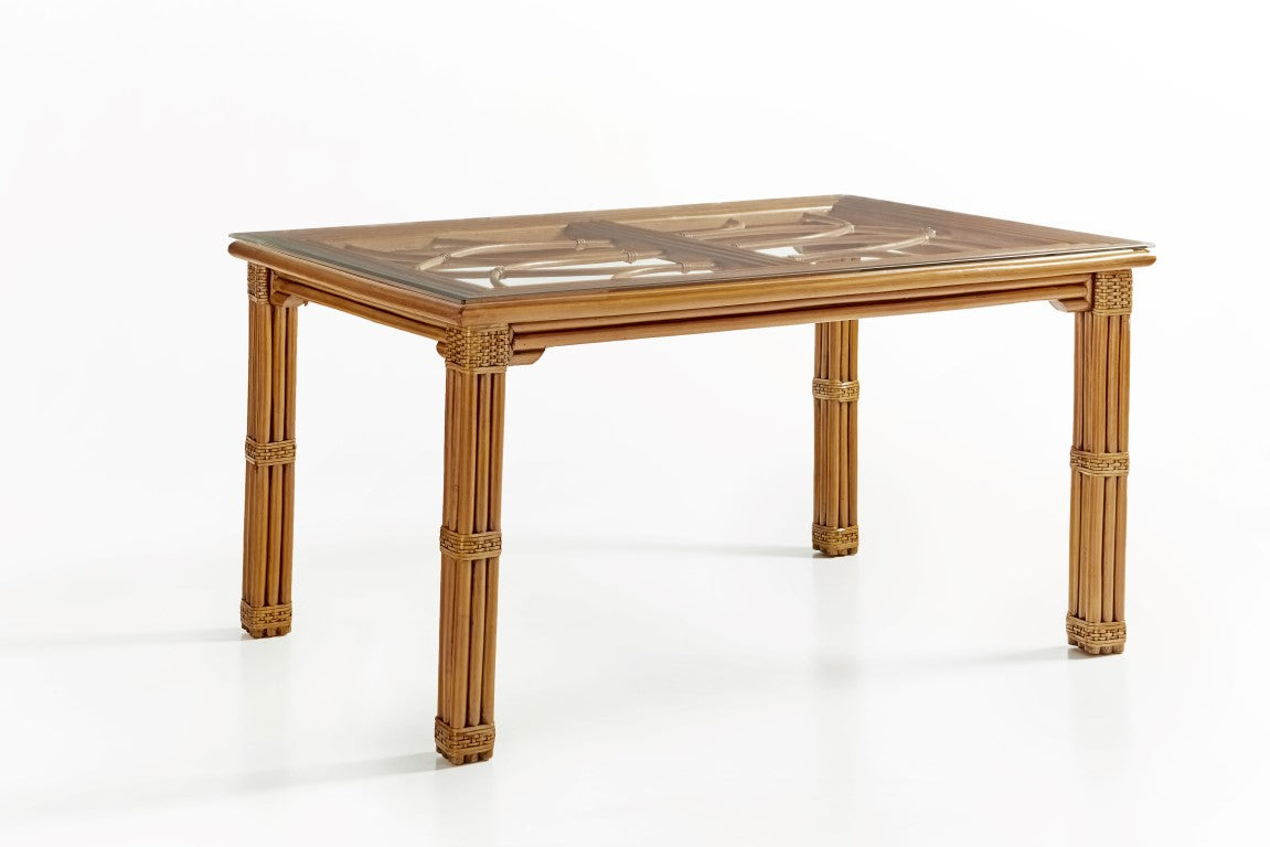 South Sea Rattan Antigua Rectanglar Dining Table (Glass Included)