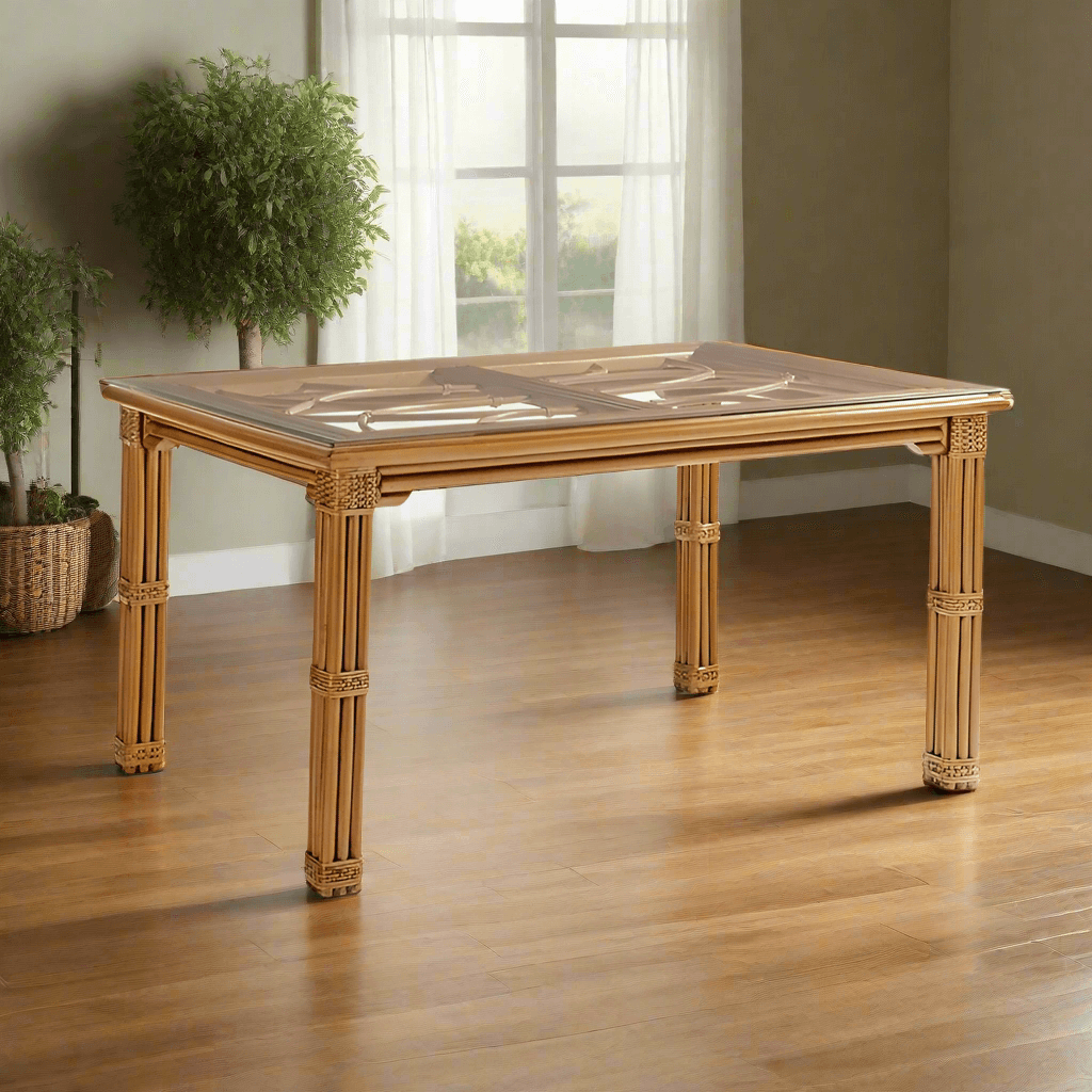 South Sea Rattan Antigua Rectanglar Dining Table (Glass Included)